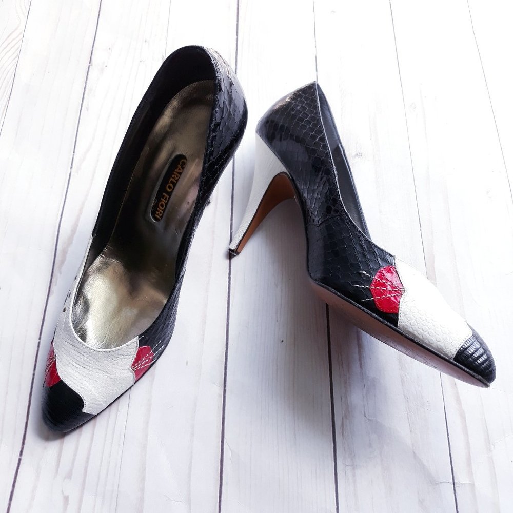 Carlo Fiori Textured Leather Pumps Sz 6 B